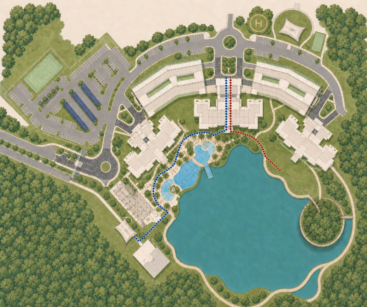 Wedding venue map showing luncheon and tea ceremony locations